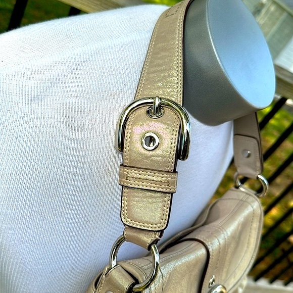 COACH F15204 Champagne Metallic Shimmer Tote Shoulder Bag - Picture 7 of 13